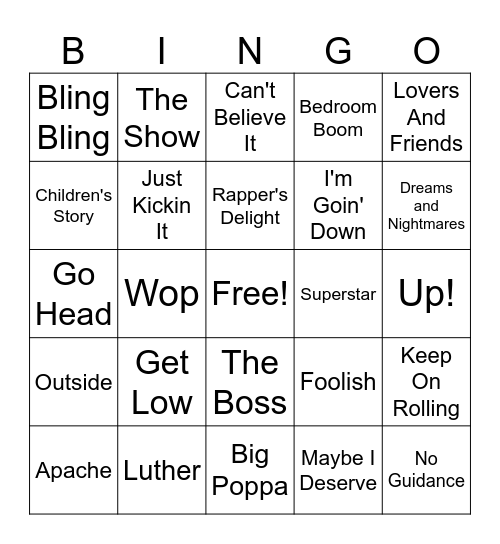 Drop the Beat Bingo Card