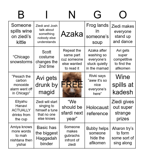 Seder bingo 2026 Bingo Card