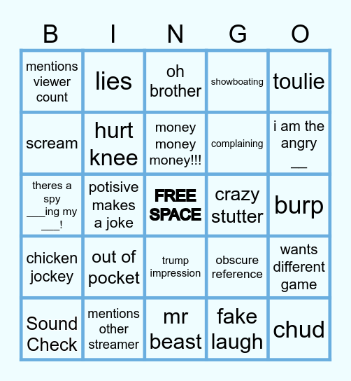 potisivingo Bingo Card