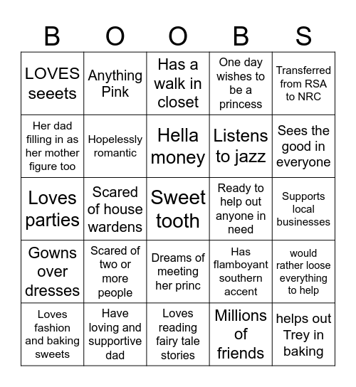 Vercile Beignet Bingo Card