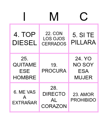 BINGO MUSICAL Bingo Card