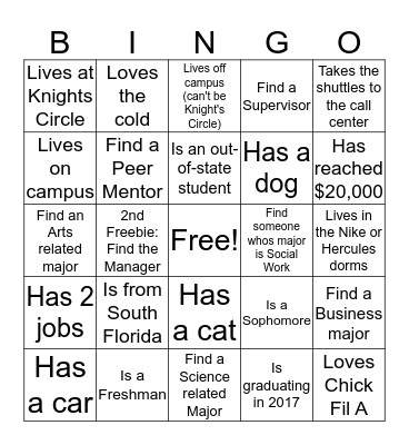 KNIGHT LINE HUMAN BINGO Card