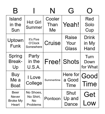 SPRING BREAK!!! Bingo Card