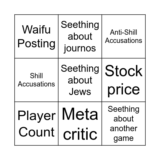 Game thread Bingo Card