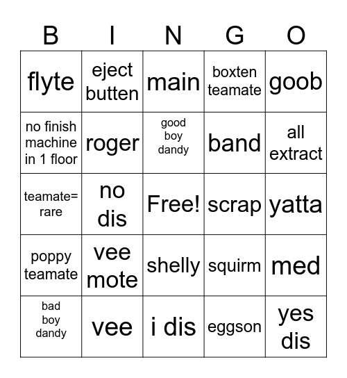 Dandys world Bingo Card