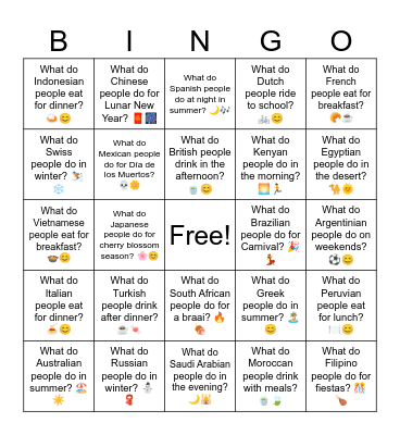 B20 L8 What do American people do for Halloween? 🎃👻 Bingo Card