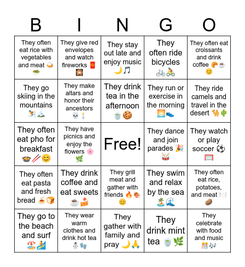 B20 L8 They wear costumes and go trick-or-treating 🎃🧛 Bingo Card