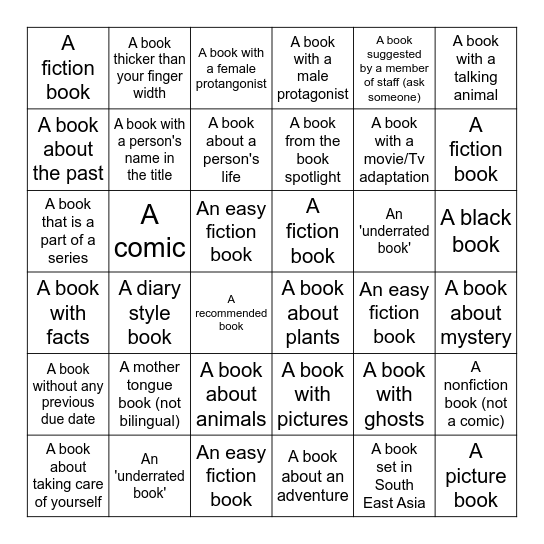 Library Week Bingo Card