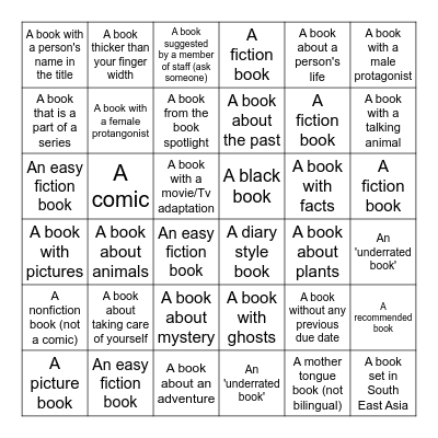 Library Week Bingo Card