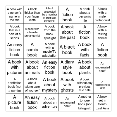 Library Week Bingo Card