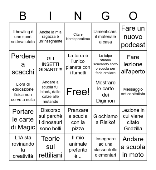 Insegnaci! Professor Brivio! Bingo Card