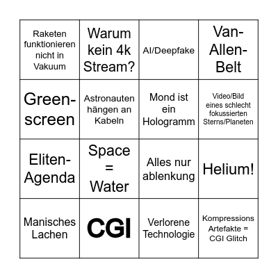 Space is fake! Bingo Card