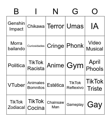 Tito Bingo Card