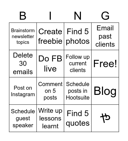 Bingo Todo list Bingo Card