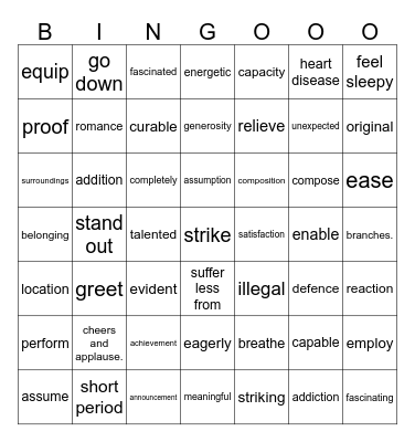 第7周必会词    姓名：-------- Bingo Card