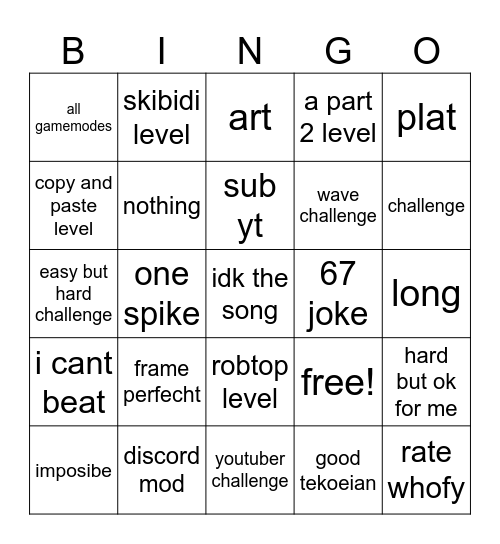 re gd bingo Card