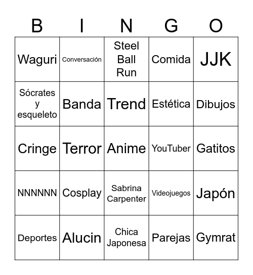 Titos Bingo Card