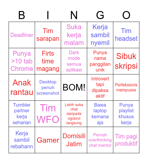 PEOPLE HUNT Bingo Card