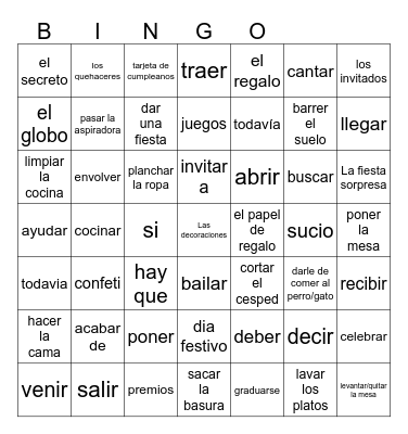 U5L2 Vocabulario Bingo Card