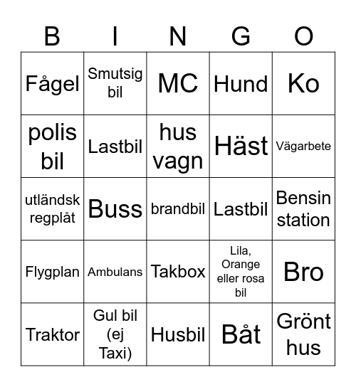 bil resa Bingo Card