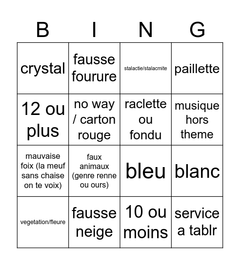 hivernal 95 20k Bingo Card