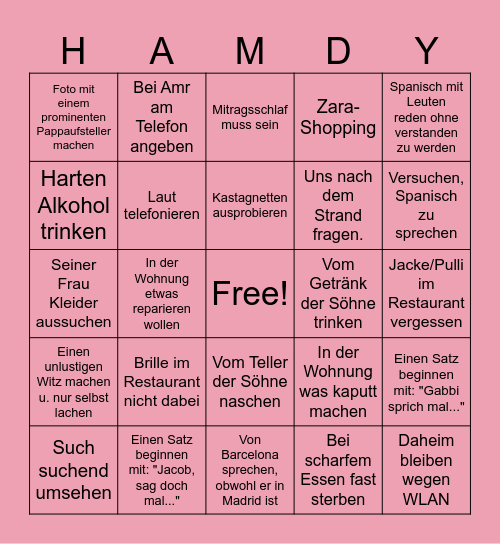 Madrid Edition Bingo Card