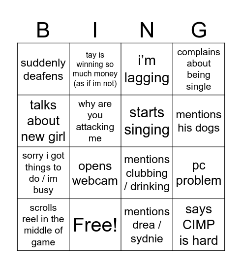 mason bingo Card