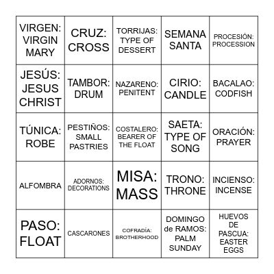 SEMANA SANTA Bingo Card