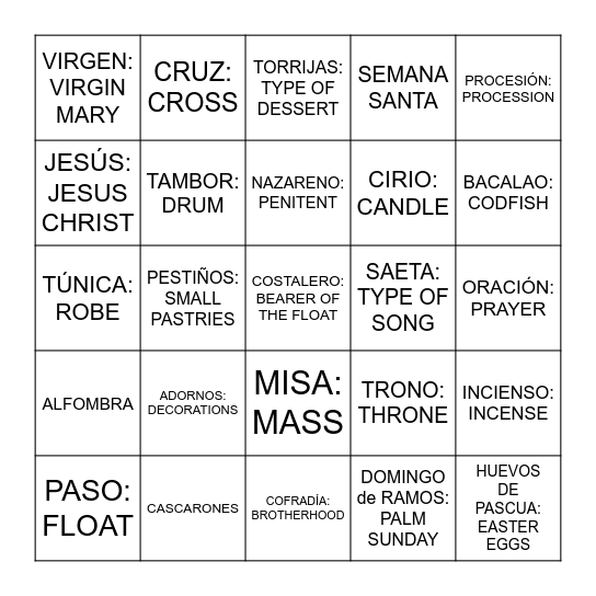 SEMANA SANTA Bingo Card