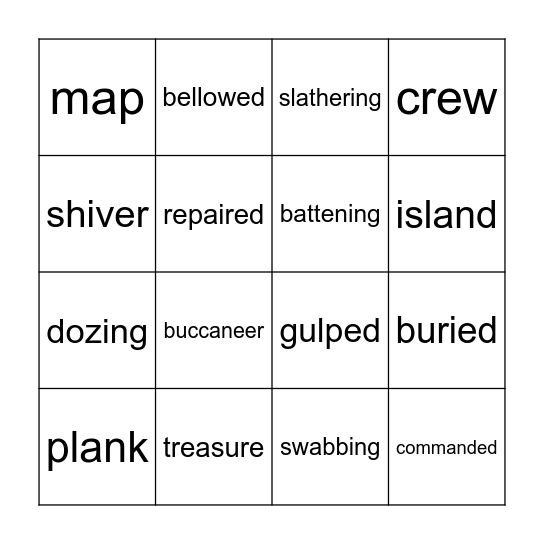 How I Became A Pirate Bingo Card