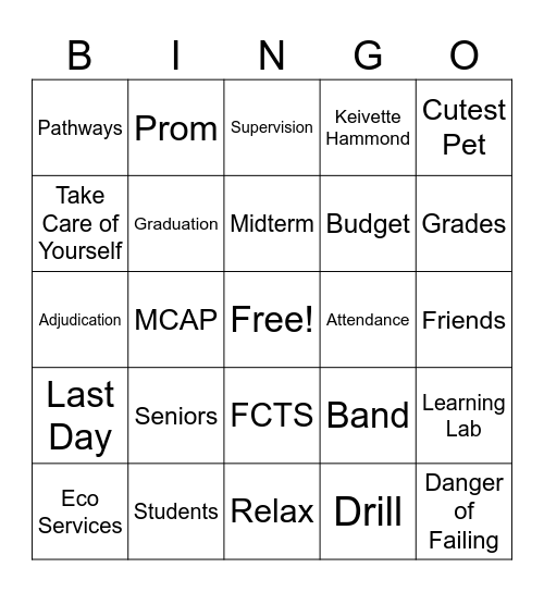 April Fool Bingo Card