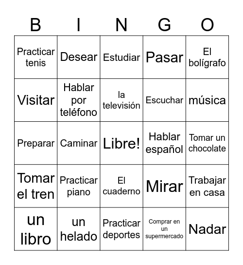 Las actividades Bingo Card