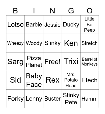Toy Story Bingo Card