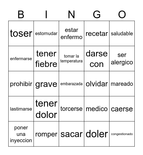 Des. 2 Ch. 1 Verbs & Adjectives Bingo Card