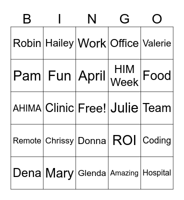 HIM WEEK Bingo Card