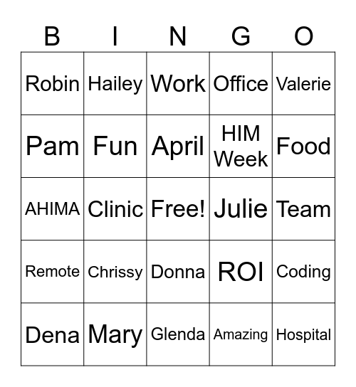 HIM WEEK Bingo Card