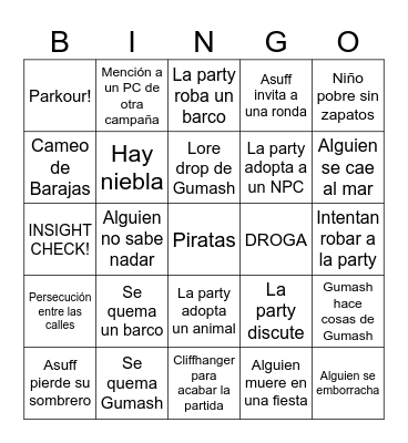 Mareas de Sangre y Plata - Sesión I Bingo Card