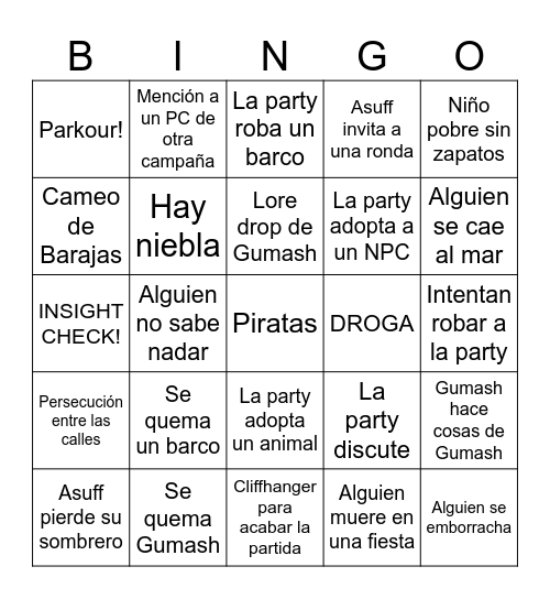 Mareas de Sangre y Plata - Sesión I Bingo Card