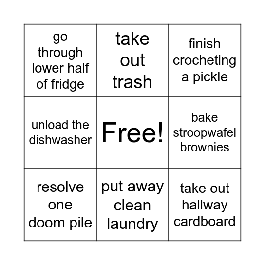 Household Tasks Bingo Part 2 Bingo Card