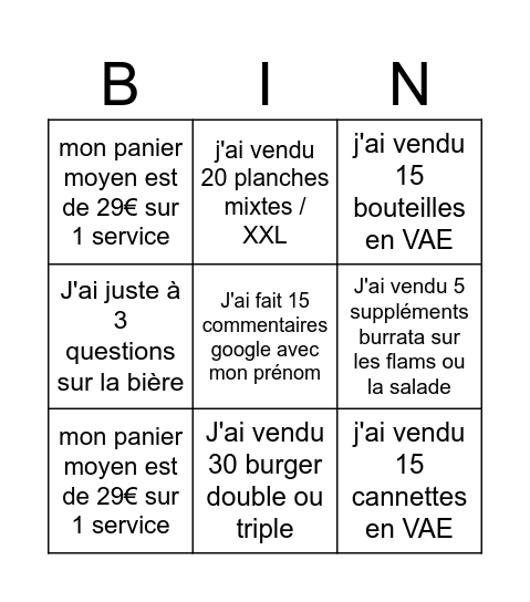du vendredi 3 avril au jeudi 30 avril Bingo Card