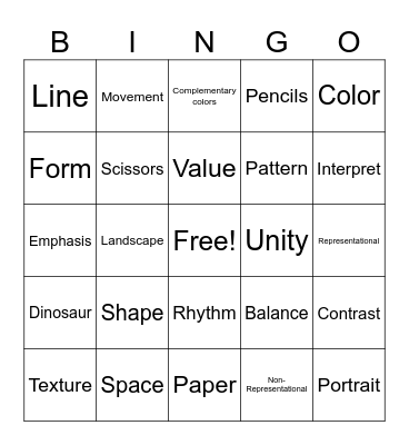 Art Bingo Card