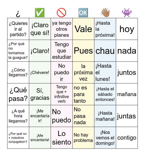 Making plans together Bingo Card