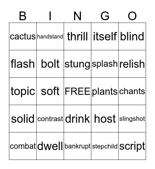 Real Words Bingo (set two) Bingo Card