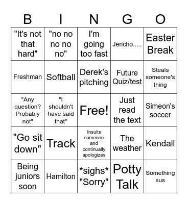 Prof Rodebaugh Bingo Card