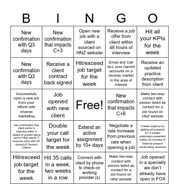 Spring Break (CR) Bingo Card