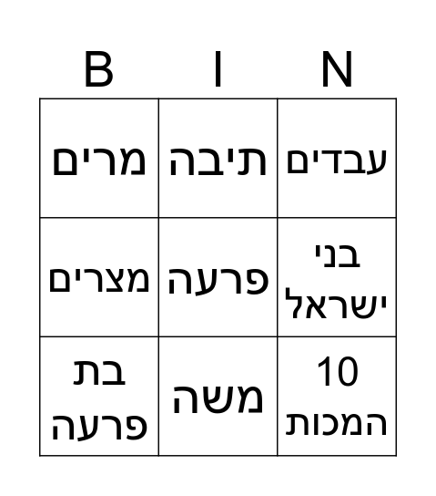 פסח Bingo Card