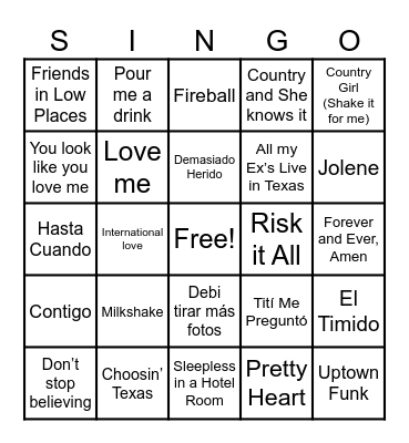 Music Faves! Bingo Card