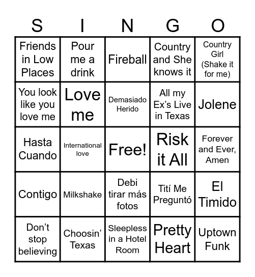 Music Faves! Bingo Card