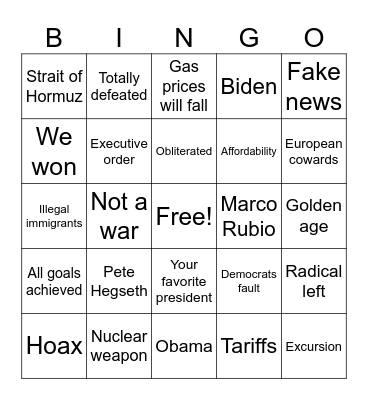 April fool Bingo Card