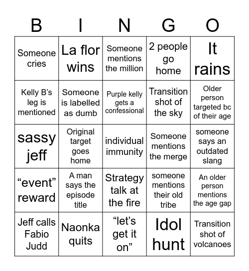 s21e6 “worst case scenario” Bingo Card